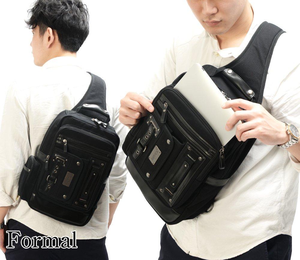 Formalich Mega Body Bag Brand One Shoulder Crossbody Gadget A4 Commuting to School Large Capacity Black [Device] Men's
