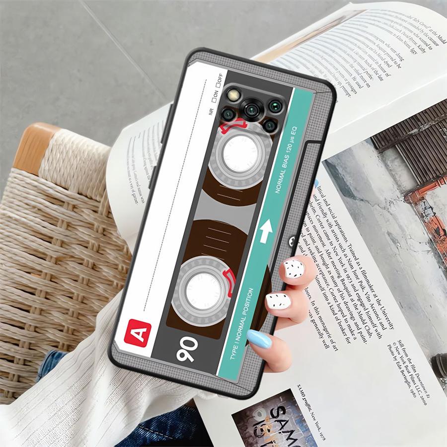 

Retro Cassette Tape Black Soft Phone Cover Case for Xiaomi Poco C71 F3 X3 X4 X5 X7 Pro F1 C75 C61 M3 M4 M7 Pro C50 C40 M5 Poco M7 pro 5G