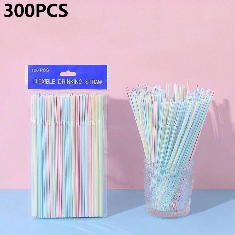 100-1000pcs Multicolor Plastic Straws, Reusable for Bars,Parties,Weddings,Kitchen, Cocktails, Casual Style,No Ca Prop 65 Warning