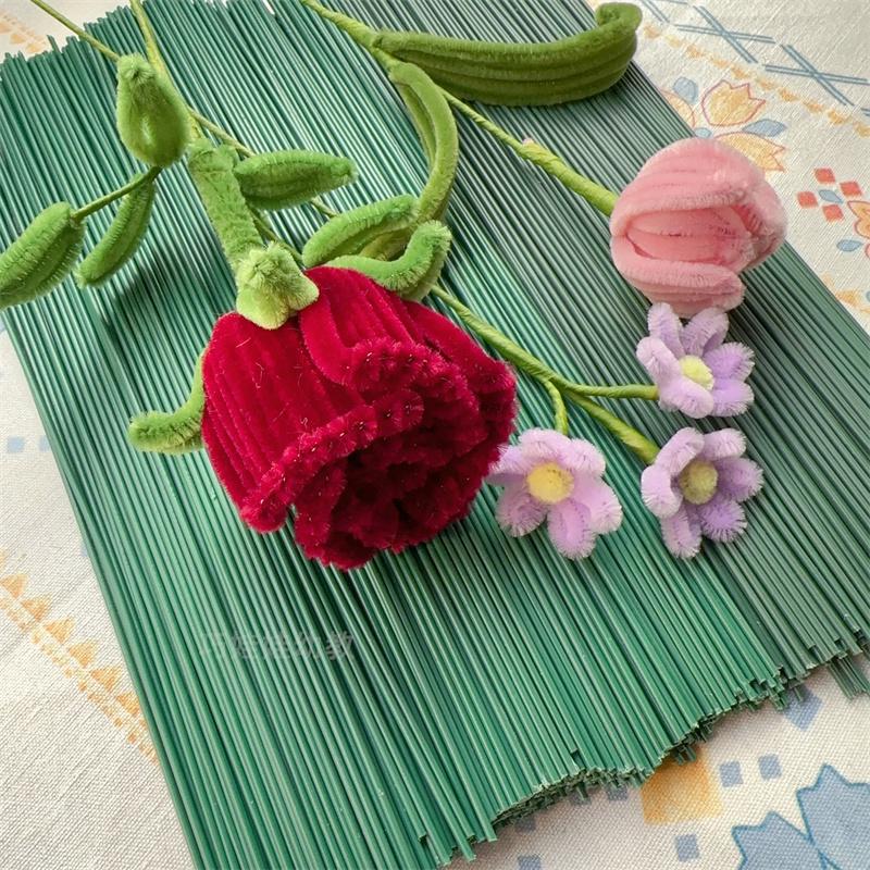 No. 2 Handmade Green Nylon-Coated Iron Wire Flower Stem for DIY Floral Crafts