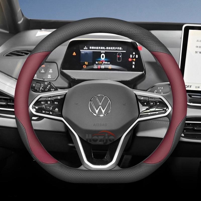 Housse de volant en cuir pour voiture pour Volkswagen Tayron Tharu Tiguan Touareg Teramont TROC TCross Taos Passat Variant Accessoires