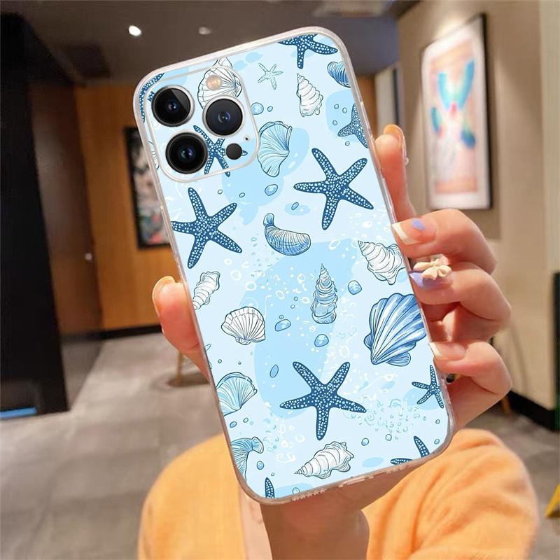 

Phone Case Carcasa Funda For iPhone 17 Pro Max Air 16 15 14 13 Pro Max 15 16 Pro 15Plus Cute Blue Aesthtic Case iPhone 17ProMax