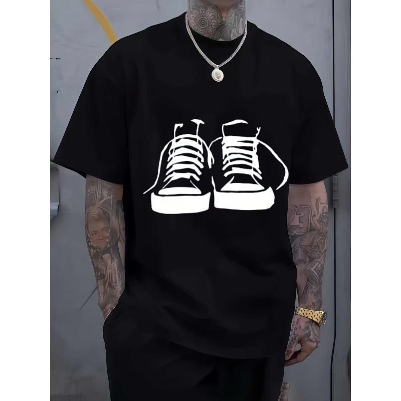 

Popular Print Heavyweight Letter Short-Sleeved T-Shirt Loose Versatile Basic Solid Color Round Neck Summer Breathable Casual 4XL чорний