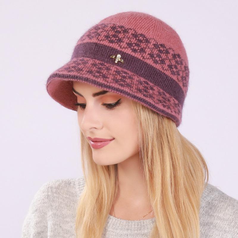 Autumn Winter Hats Women's Knitted Hat Mixed Color Fashion Thick Warm Hat All-match Bucket Hat