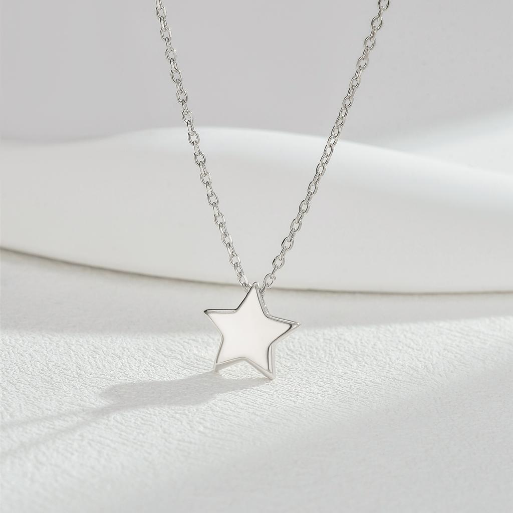 Yinshiqi S925 Sterling Silver Mini Star Pendant Necklace for Women