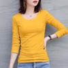 Women's Long Sleeve Round Neck Pullover T-Shirt Solid Color Stretch Basic Tops