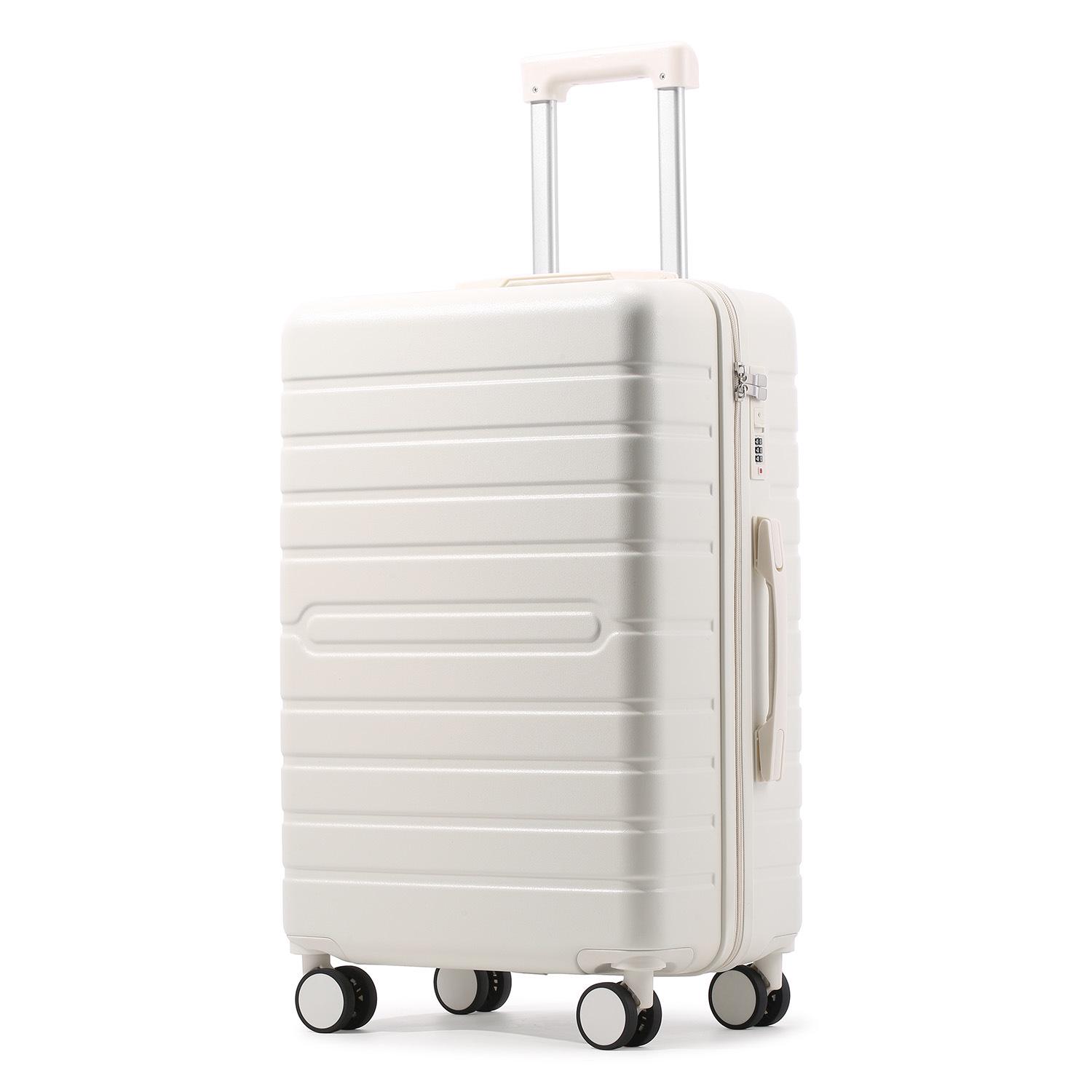

20-Inch Carry-On Zipper Trolley Case with Combination Lock, Silent Wheels, Leather Finish, Available in Men s 28-Inch and Women s 24-Inch Sizes. 20-inch