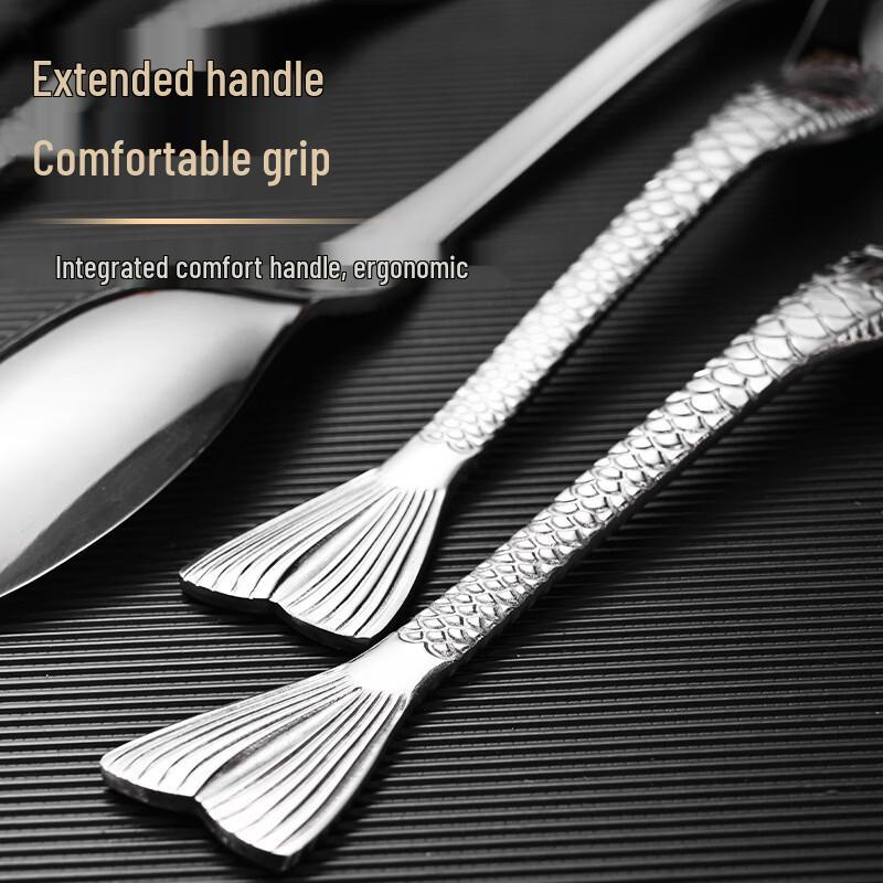 Dianrui'en Stainless Steel Fish Tail Embossed Spoons