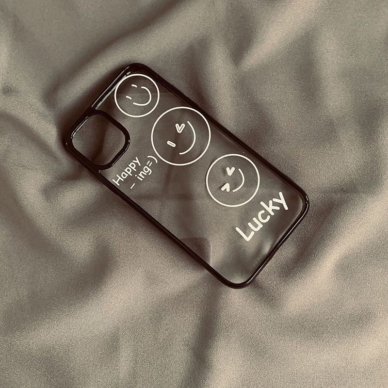 Lucky Side Smiling Face Phone Case For Iphone 17 17Air 16 15 14 Plus Clear Case For Iphone 13 12 11 Pro Max Case Funda Bumber
