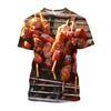 Kids O Neck T Shirt 3D Burger Food Pattern Vivid Unique Design For Outdoor Play Picnic Gathering Park Trips Summer Casual Daily Outfits