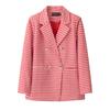 Women Long Sleeve Blazer Jacket Lapel Double Breasted Gold Button Loose Fit Office Casual Suit Outerwear Coat