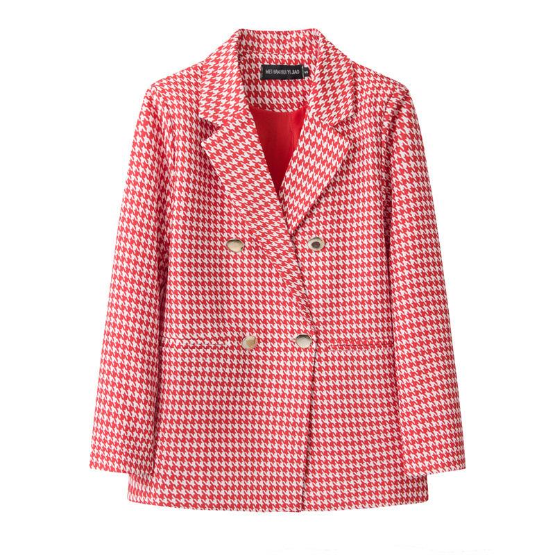 Women Long Sleeve Blazer Jacket Lapel Double Breasted Gold Button Loose Fit Office Casual Suit Outerwear Coat
