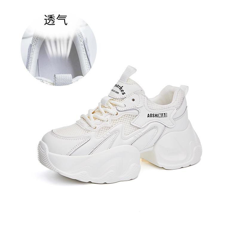 

Leather dad shoes women s 2025 summer new breathable sports shoes running shoes versatile height-increasing mesh shoes platform women s shoes 40 білий