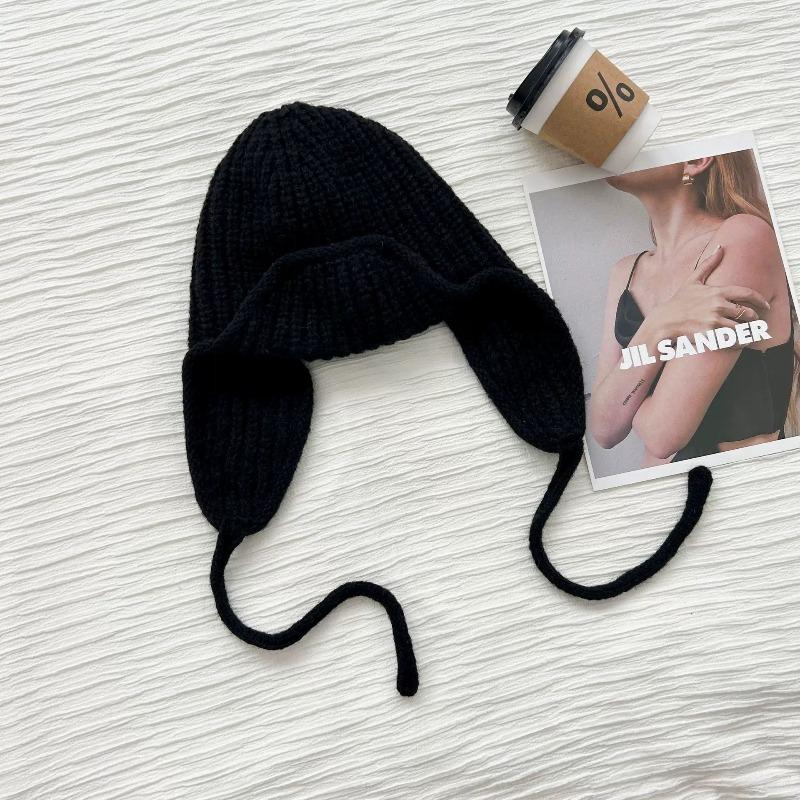 Winter Atmosphere Ins Korean Style Knitted Woolen Hat for Women Autumn and Winter Warm Ear Protection Flight Hat Ski Thunder Hat
