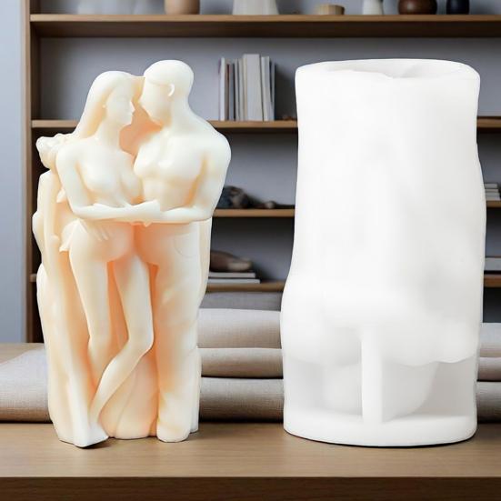DIY Valentine's Day Silicone Mold Couple Embracing Heart Shape Mold for Aromatherapy Candles Plaster