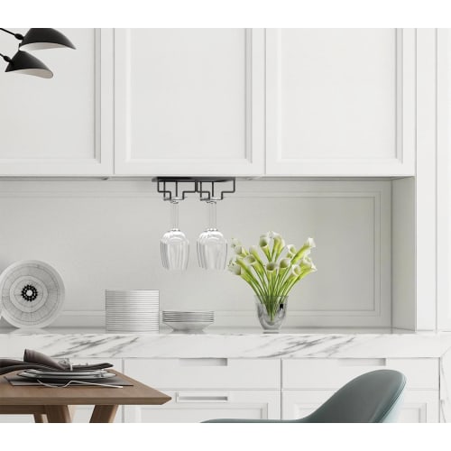 Nuovoware Wine Glass Rack, Glass Holder, Wine Glass Hanger, Hanging Wine Glass Rack, Wire, 2-Row, Wine Glass Holder, Wine Glass Storage, Wine Glass Dr