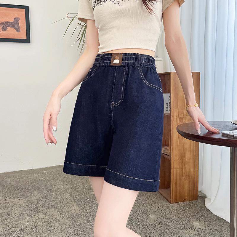 Women s High-Waisted Tencel Denim A-Line Shorts - Casual, Elastic Waist, Loose Fit 33