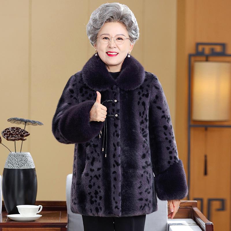 Winter 2025 Stylish Waterproof Mink Rabbit Fur Coat for Mature Women