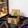 Christmas Music Box Wood Hand Crank Music Box Decoration Holiday Musical Box Ornament Christmas Tree Themed Handicrafts