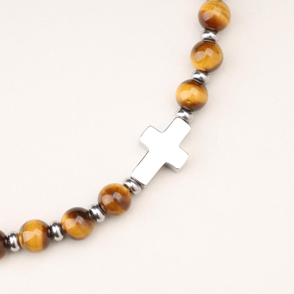 GAVU Tiger Eye Cross Power Stone Bracelet for Men