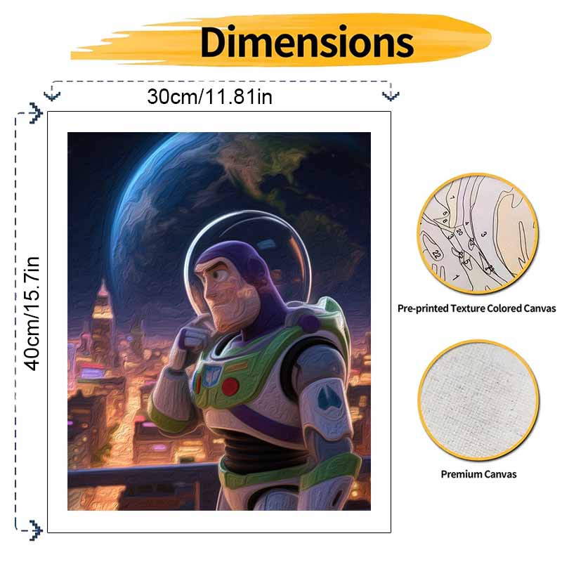 Disney Buzz Lightyear Space Ranger Digital Oil Painting Art Kit Hand Painted Home Decor