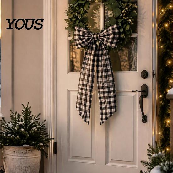 Gift Wrapping Decorative Bows Christmas Wreath Ribbon Bow Tie, Hanging Ornament, Farmhouse Garland Wall Ornaments Bowknot for Holiday Home Garden