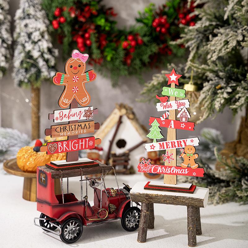 Desktop Christmas Tree Santa Claus DIY Decoration Wooden Christmas Signs Plaque Xmas Decoration New Years Party Gifts