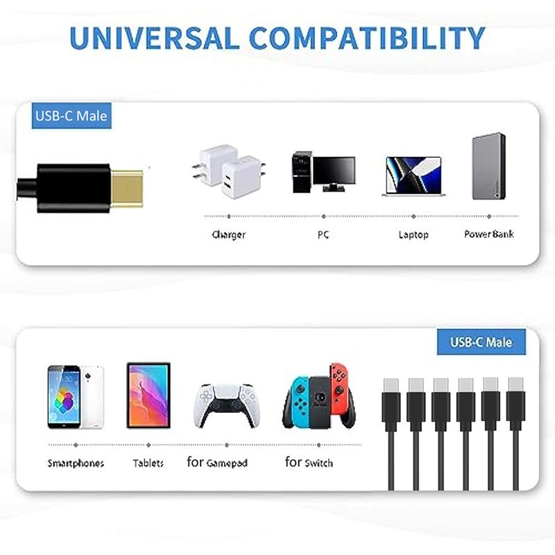 Type C to USB C Cable Splitter 1 in 6 out USB C Extension Adapter Wire Phone Tablet Gamepad for Switch Charging Plug Cord