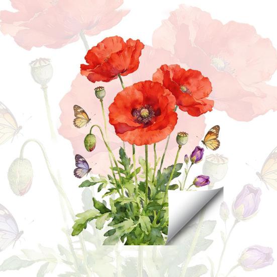 Flower Window Clings Red Floral Blossom Glass Doors Window Stickers Removable PVC Static Decals for Living Room Office Home Decoration