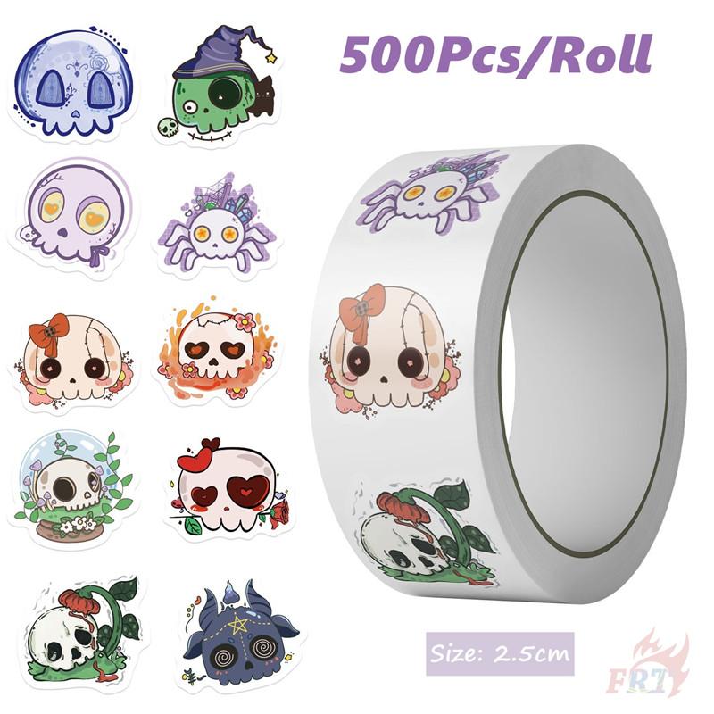 500Pcs/Roll Groovy Skull Kids Rewards Stickers - DIY Scrapbooks Album Decor Sealing Label Decals