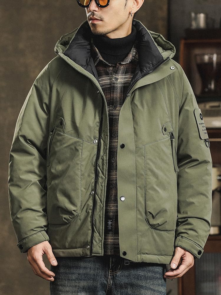 Kayiyasu Down Plus Cold Winter Loose Cool Men's Jacket, Size, Padded, Weather, Windproof, Thick, Wear, Outdoor, Everyday, Casual, Fit, Stylish, (JP,