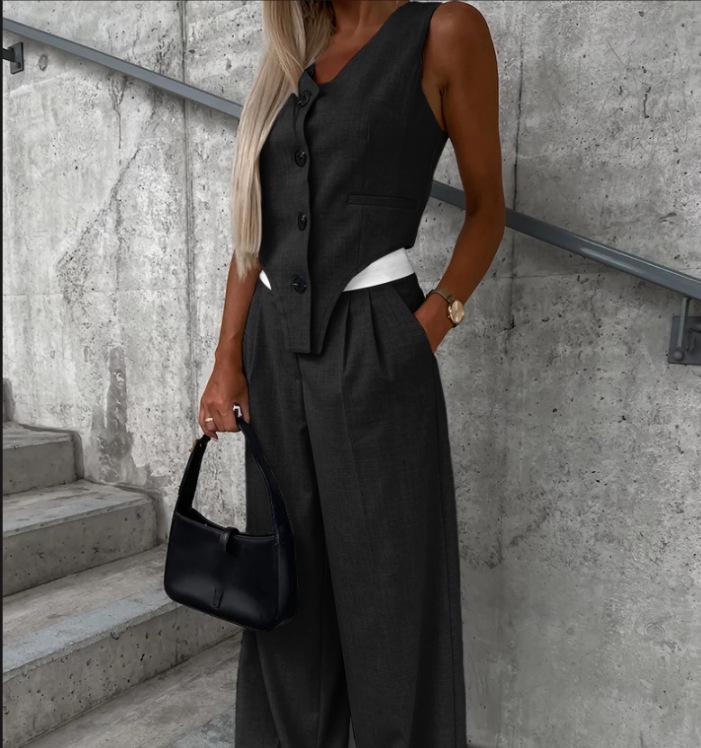 2024 Women's Cross-Border Casual Vest Fashion Set