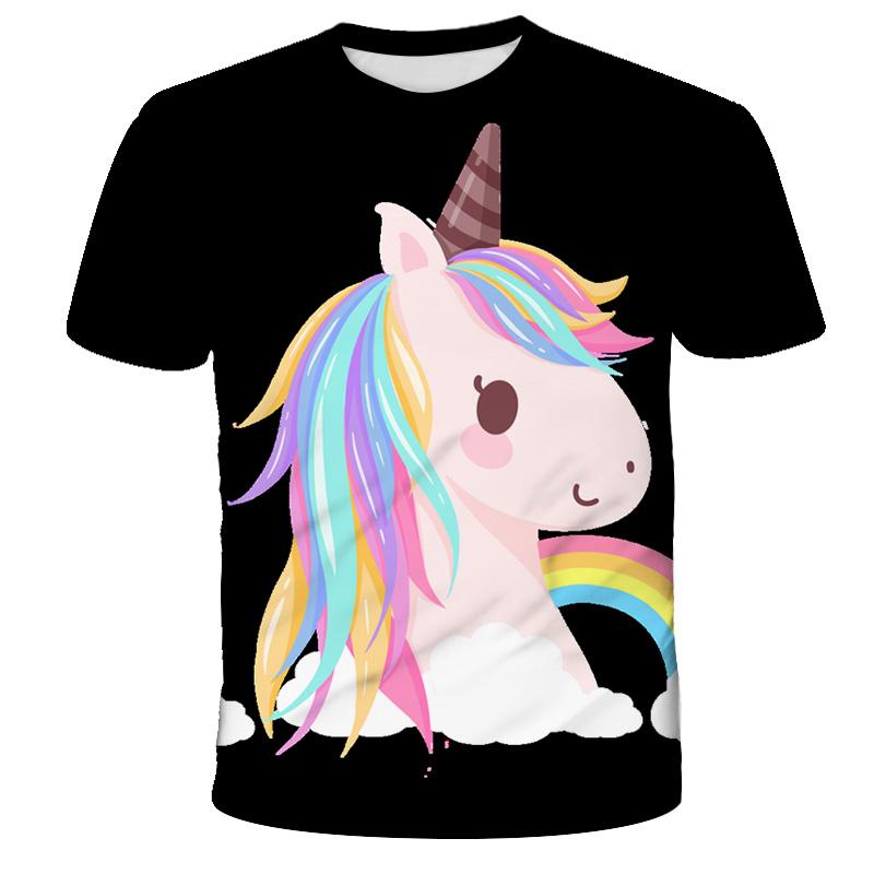Baby girl cartoon T-shirt unicorn short sleeved summer children's casual T-shirt cute animal top children's clothing boy T-shirt