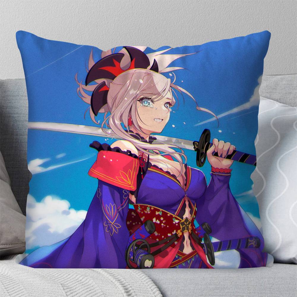 Miyamoto Musashi Animated Game Fate Grand Order Pillow Case Fashion Square Pillowcase Bedroom Sofa Room Ins Decoration Leisure