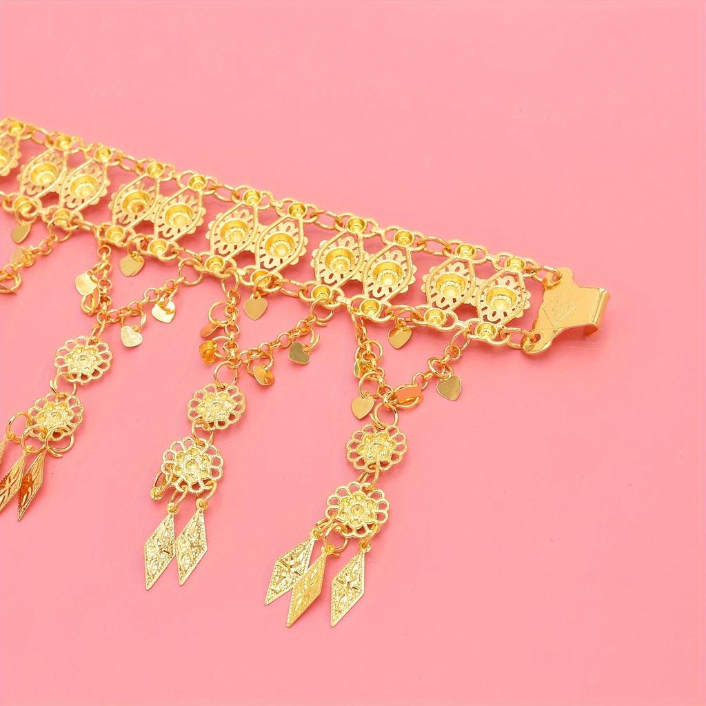 Gürtelkette mit Quaste aus goldenem Folienblatt, trendige hohle Taillenkette, Körperkette, Schmuckzubehör, Bohemian-Sexy-Stil