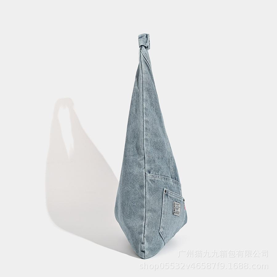Washed Denim Bag Underarm Shoulder Bag Large Capacity Lazy Tote Bag Handbag Versatile Bag