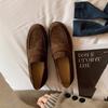 Cowhide version~ Genuine leather handmade British style small leather shoes women's thick heel flat-soled retro single shoes one pedal loafers