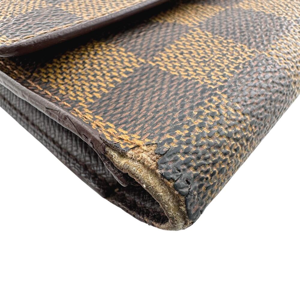 LOUIS VUITTON N61215 Trifold Damier leather Porte Tresor International Purse Brown leather unisex Used