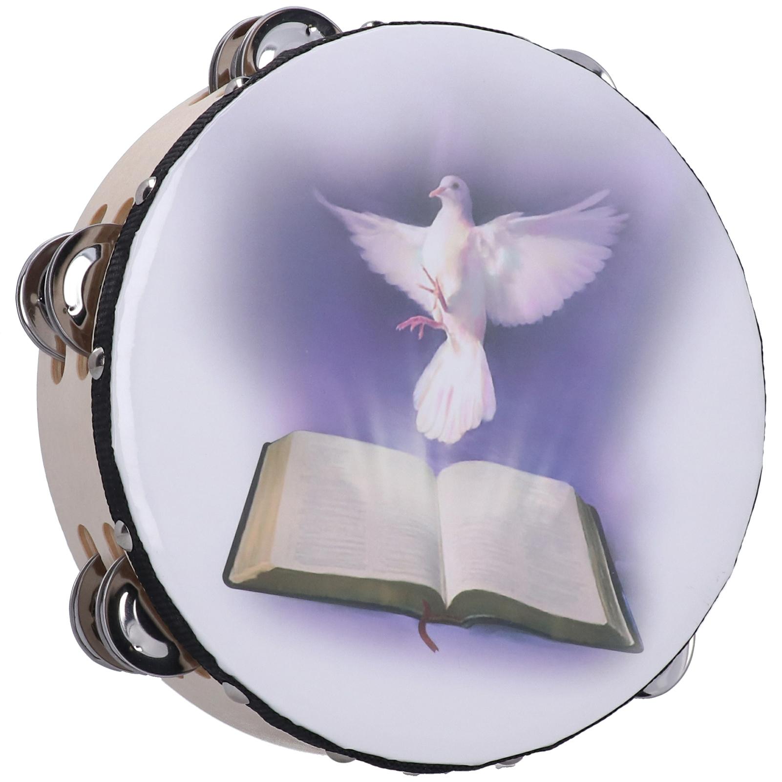 

8-дюймовый ручной колокольчик, тамбурин, клэп-барабан, ряд джинглов, двухслойный ударный инструментБиблия и Голубь