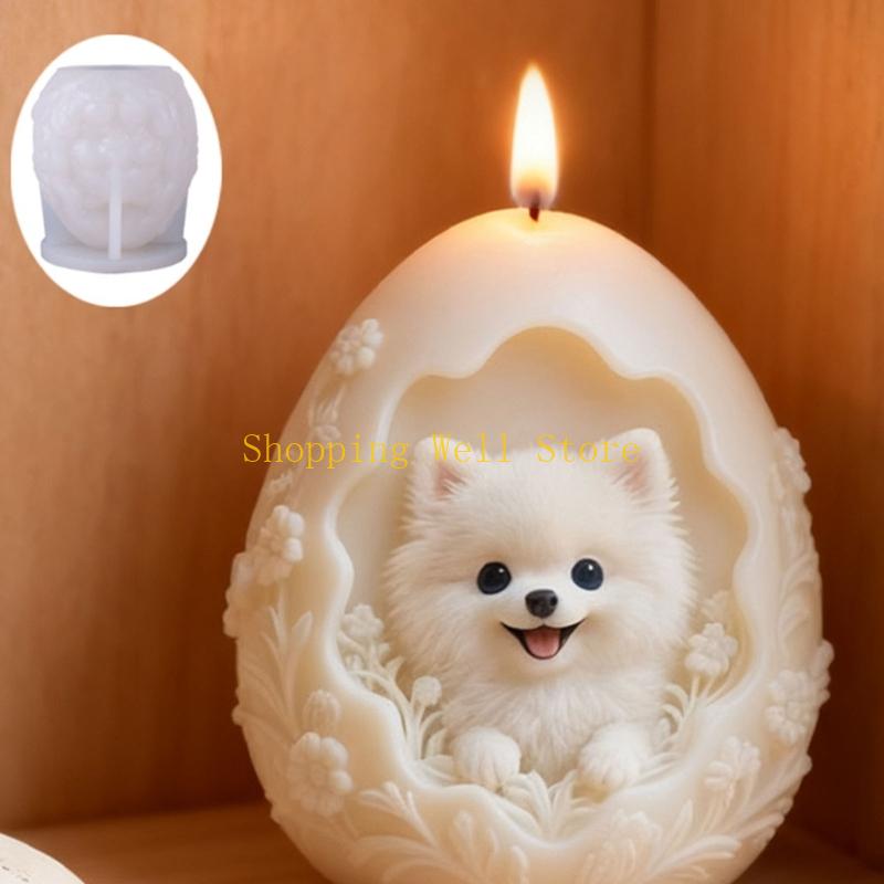 Eggs Shape Dog Embossed Silicone Molds Heat Resistant Food Grade Silicone for Epoxy Resin Making Candle Soap Chocolate