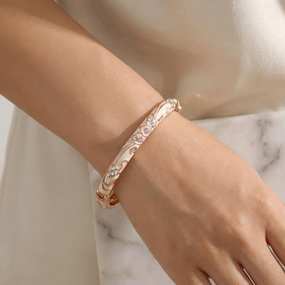 Eleganter Cloisonné Offener Armreif Zink Zink Zinklegierung Retro Hof Blumiger Armreif Vintage Emaille Armband Mode