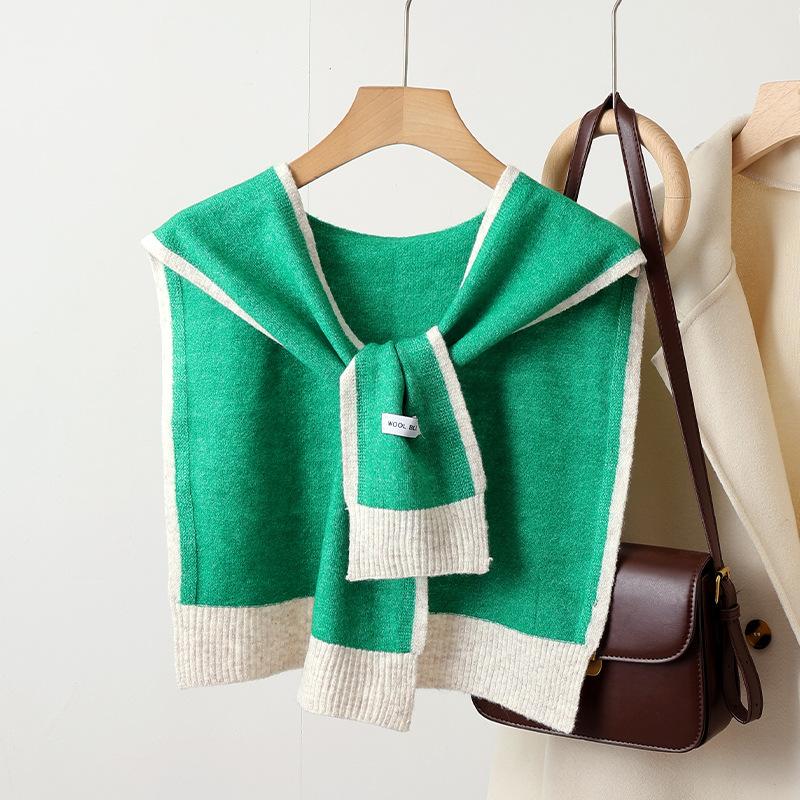 Korean version with knitted shawl women's spring and autumn foreign style with shirt high-end knitted scarf vest