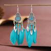 Bohemian Ethnic Feather Drop Earrings For Women Elegant Wood Beads Leaf Long Tassels Dangle Earring Girls Fashion Party Jewelry