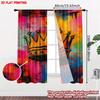 Set Of 2 Crown Pattern Curtains Digital Printing Gold Color Splatter Background Pink Yellow Blue Living Room Curtain For Great Made Polyester