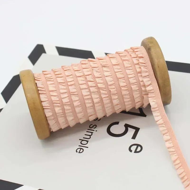 5-30Meters Meetee 10mm Elastic Bands Garment Stretch Ruffled Lace Trim Hairband Rubber Tapes DIY Clothing Sewing Accessories