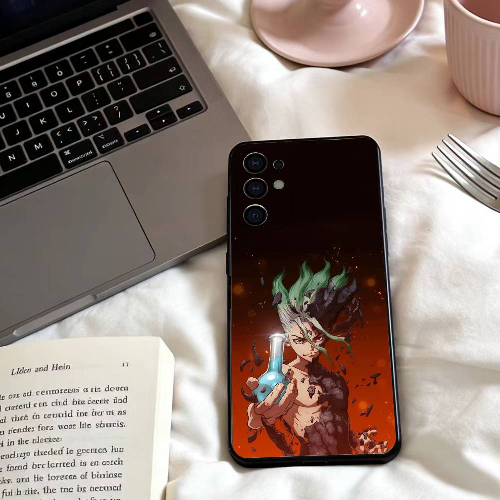 Anime Dr. S-STONE Phone Case For Samsung S25,24,23,22,30,21,10,9,Ultra,Plus,Lite,FE,4,5 G Soft Black Case