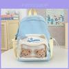 Teen School Backpack With Bear Ear Design And Letter Embroidery For Kids Study Use