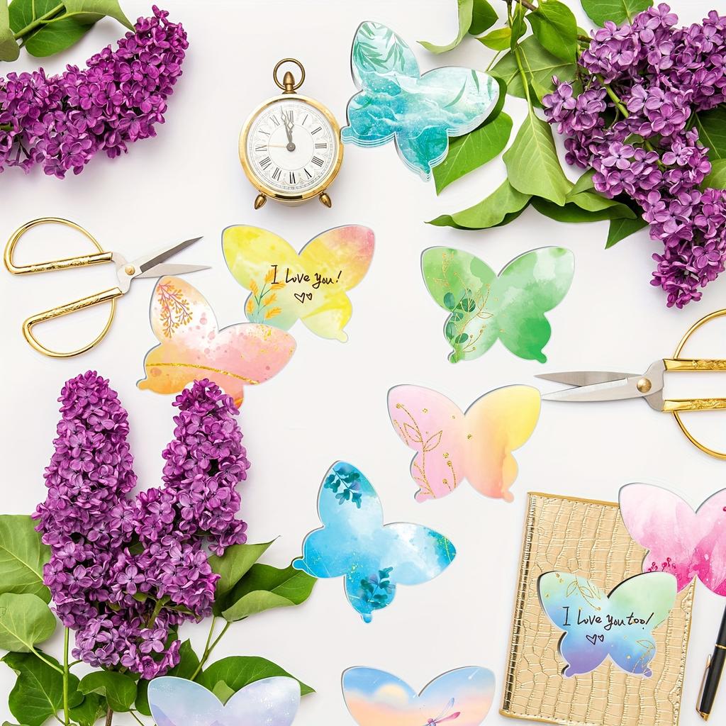 12 Pcs Colourful Butterfly Sticky Notes Memo Pads Office Stationery Handbook Stickers School Supplies