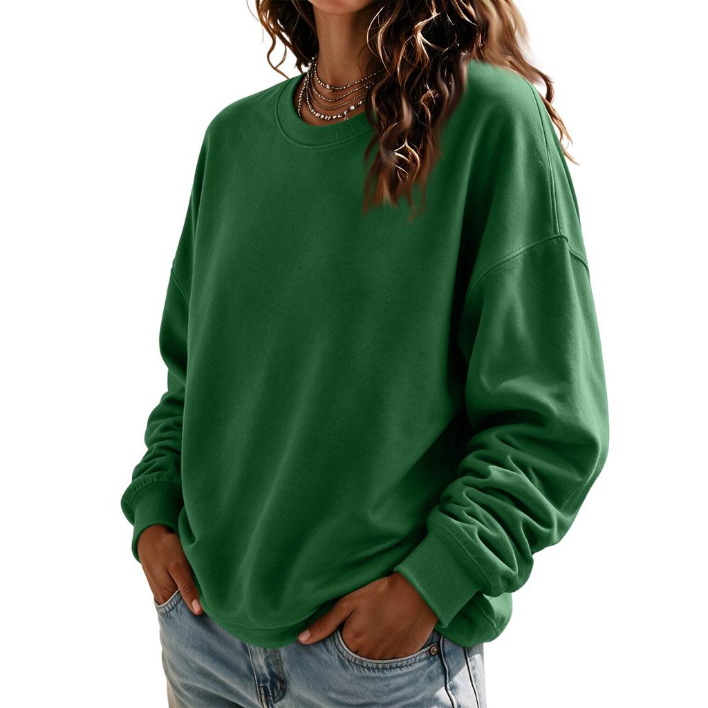 Women's Crewneck Sweatshirt Long Sleeve Color Casual Top for Everyday Wear