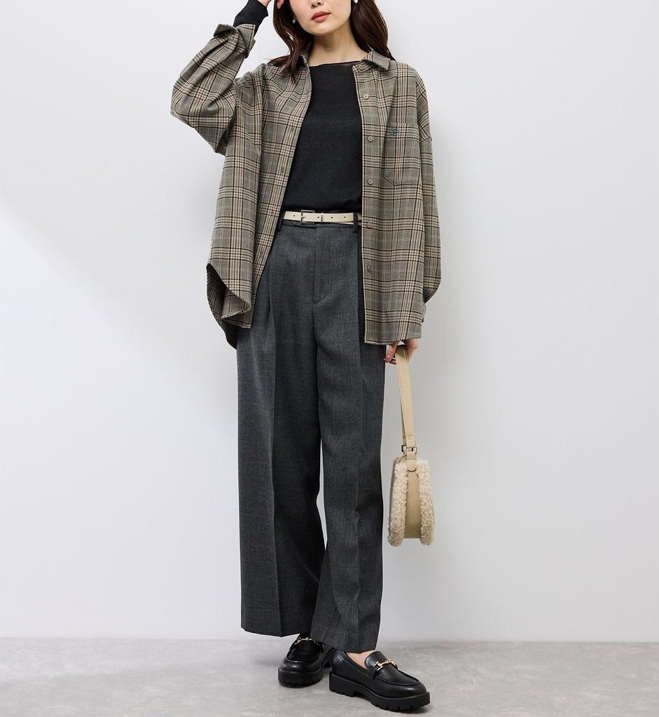 ROPE PICNIC Tweed Wide Charcoal Size S Three-Tone Pants/Set-Up Compatible, (06),